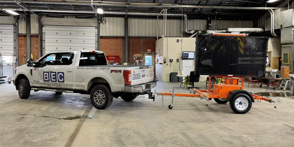 Efficient vehicle setup for safe road work operations.