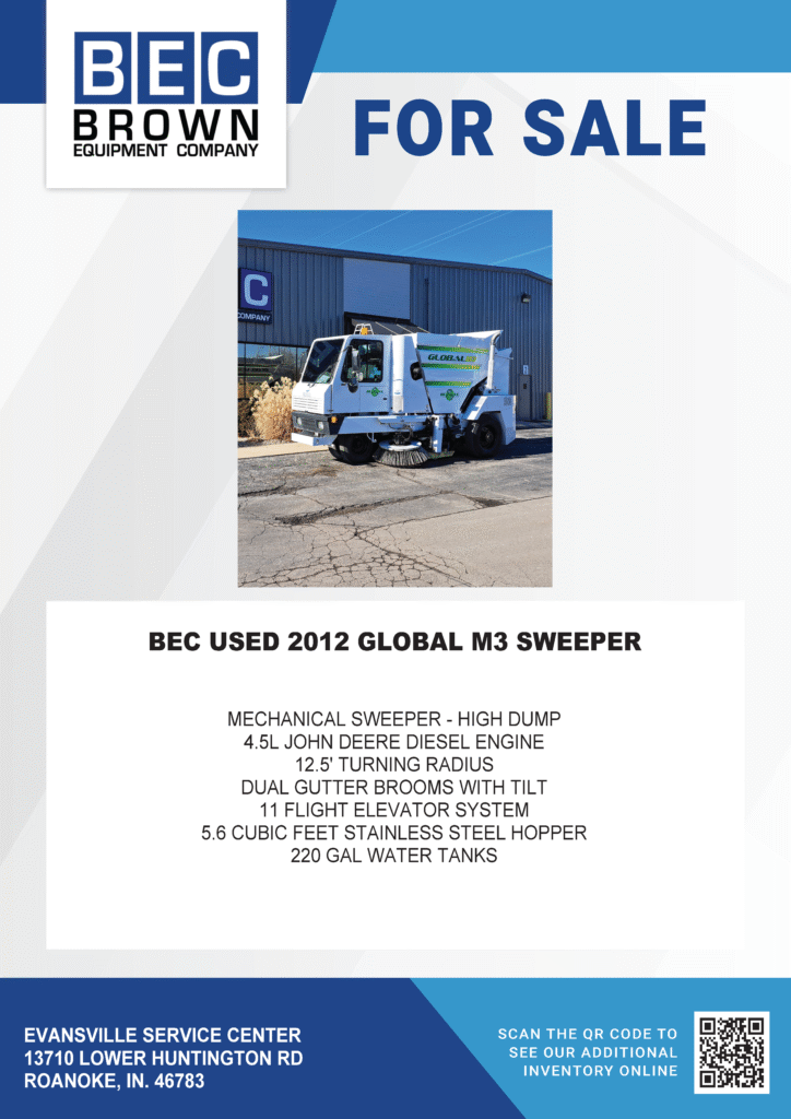 Used 2012 Global M3 sweeper for sale—efficient mechanical street cleaning vehicle.