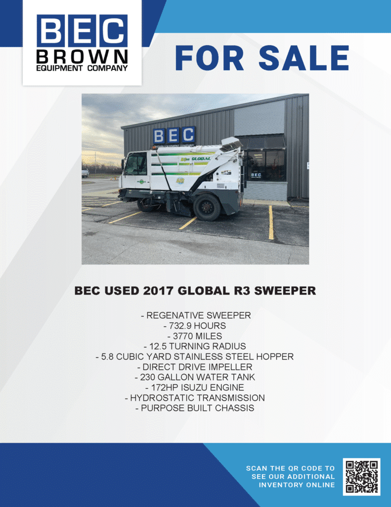 For sale: 2017 Global R3 regenerative sweeper with low hours and excellent specifications.