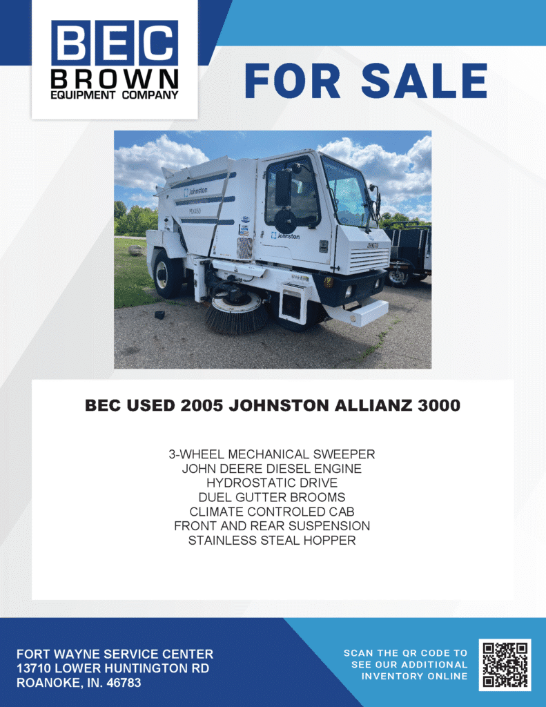 2005 Johnston mechanical sweeper for sale, equipped with diesel engine and climate control.
