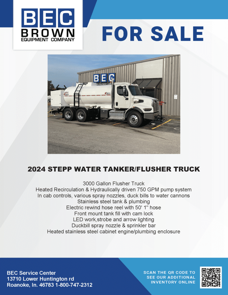 2024 Stepp water tanker flusher truck for sale with advanced heated and hydraulic features.