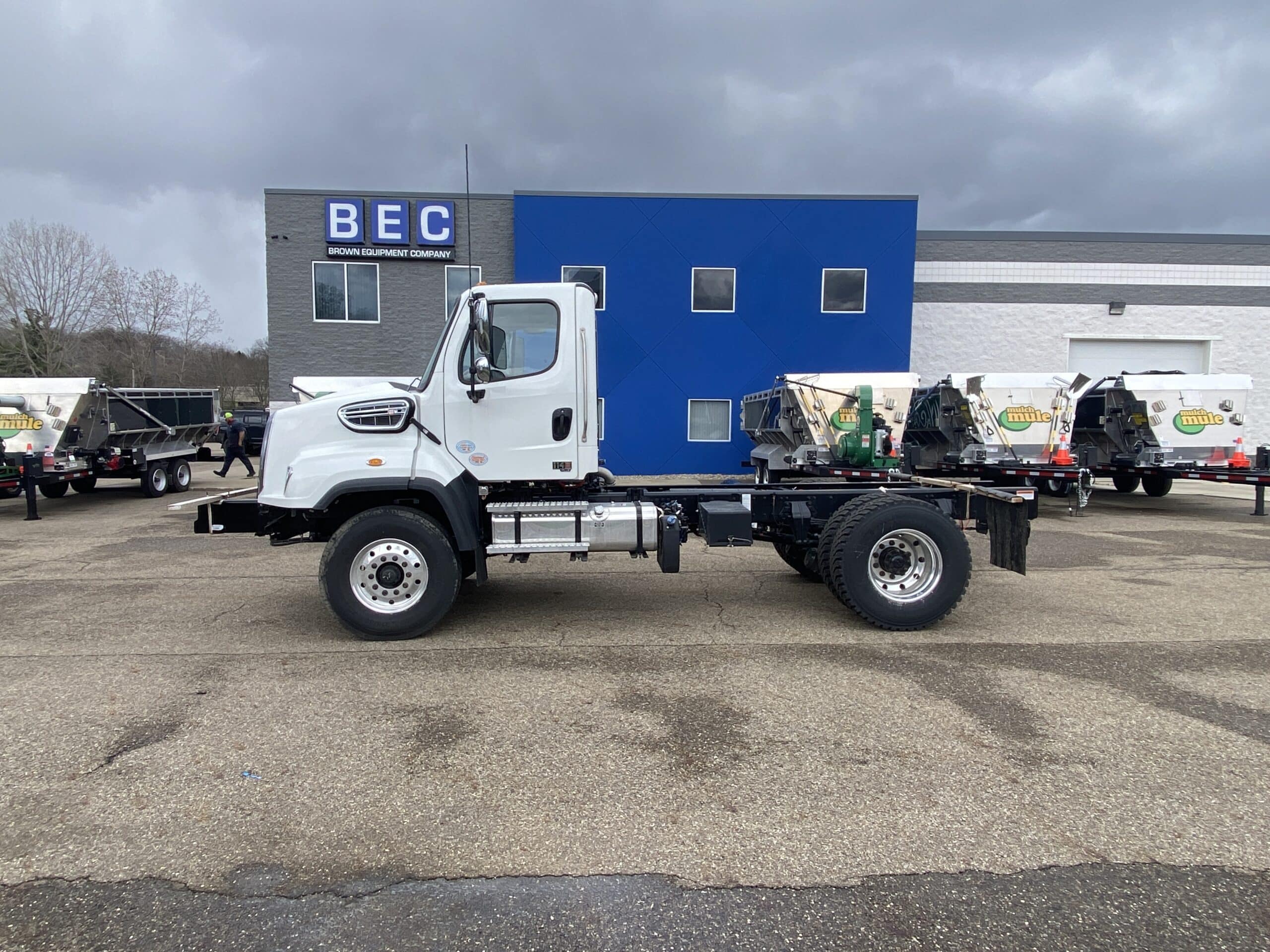 Freightliner single axle truck parked in front of Browne Equipment Company.