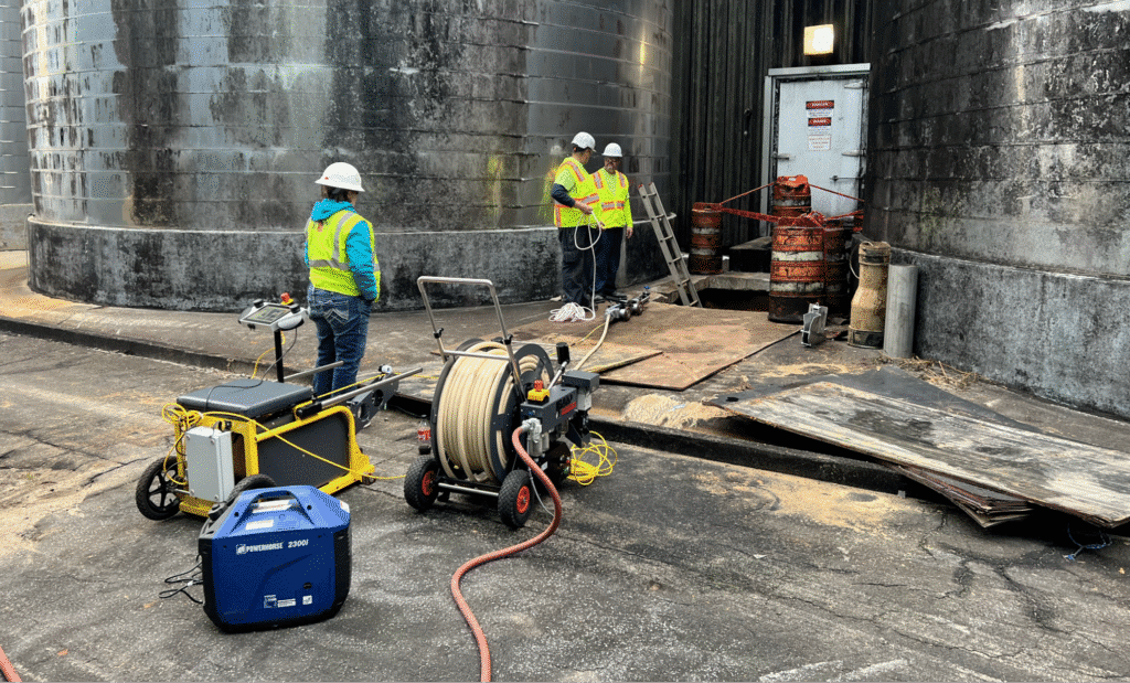 Crew members working efficiently and safely at a construction site.