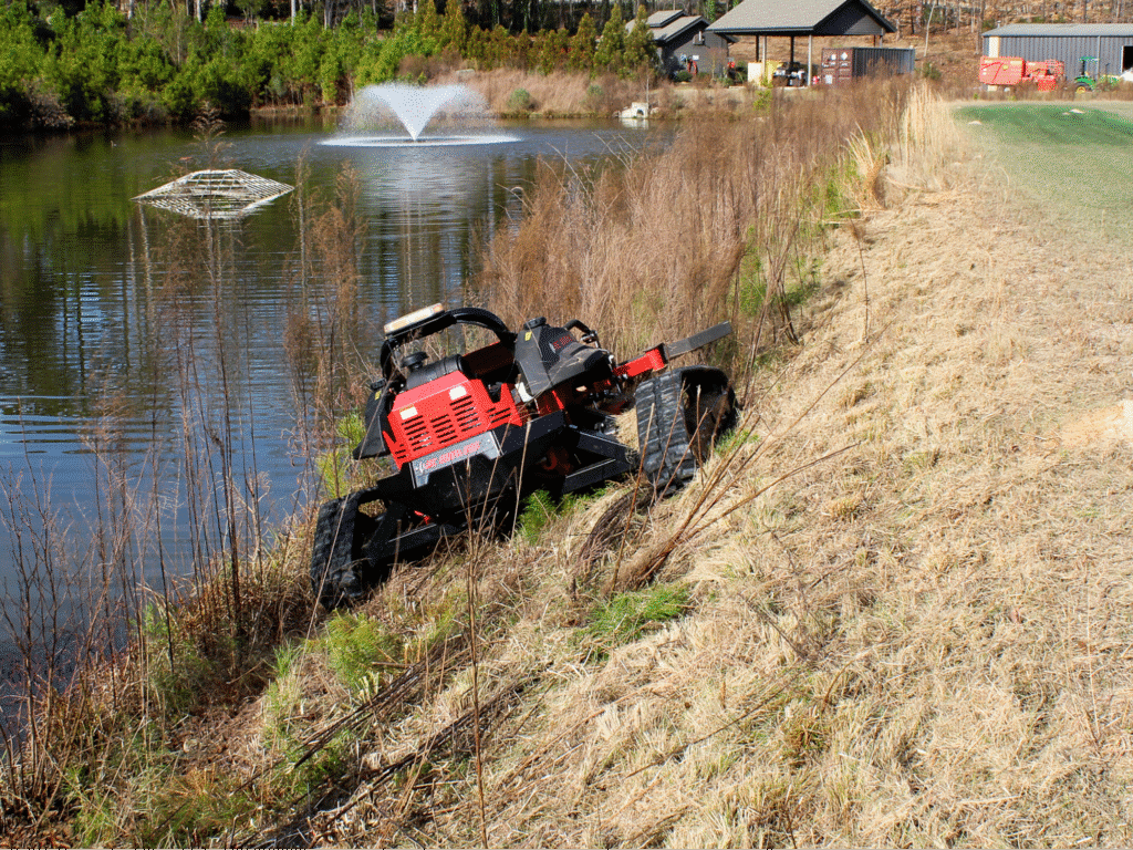 remote control mower on a sloped hill
