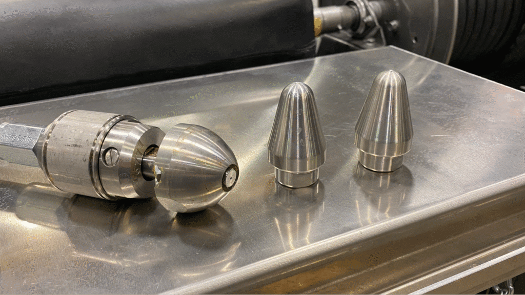 Precision metal nozzle components showcasing advanced engineering and design.