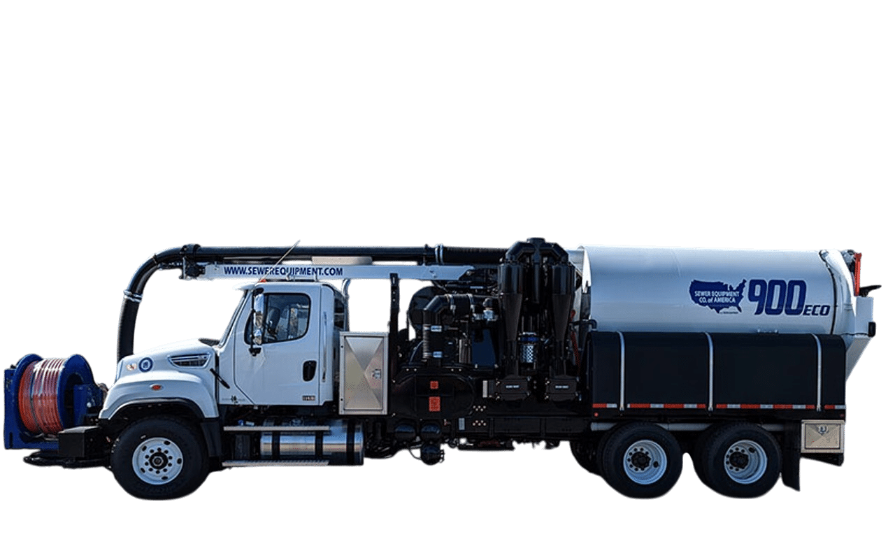Heavy-duty sewer vacuum truck with advanced equipment for efficient waste management.