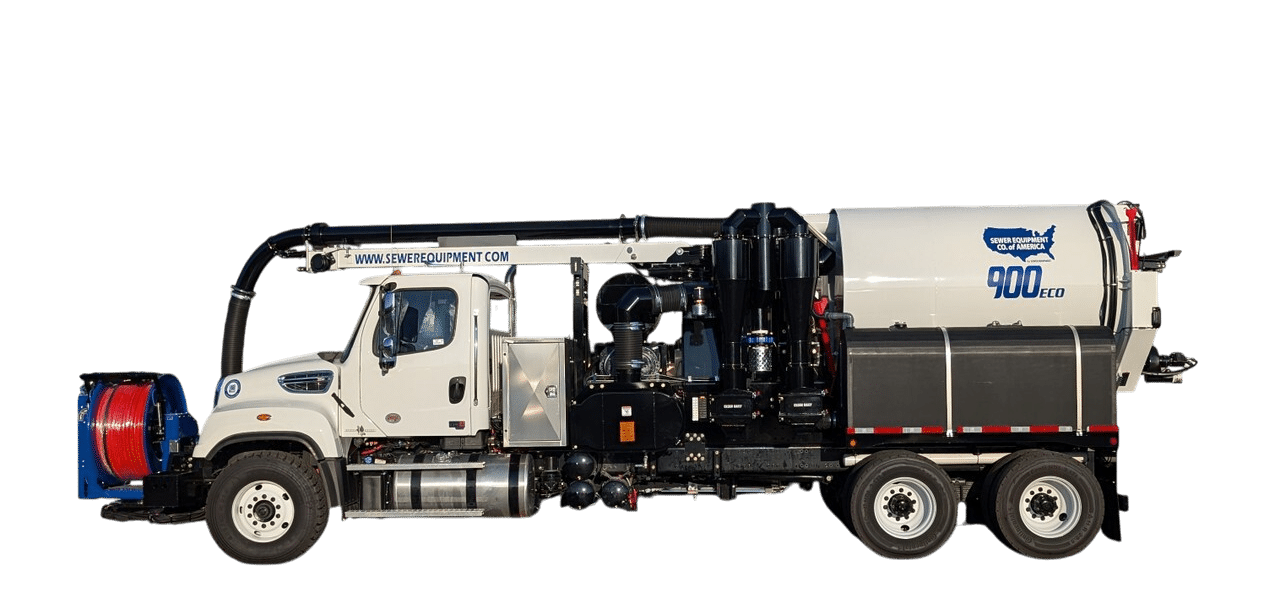 Efficient vacuum truck model 900 ECO for industrial waste management and cleanup tasks.