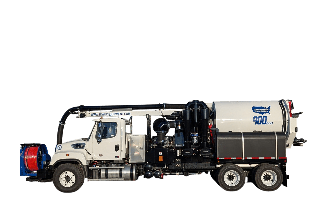Efficient vacuum truck model 900 ECO for industrial waste management and cleanup tasks.