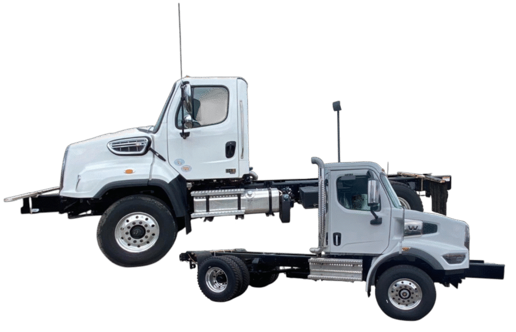 White truck collision image showcasing damaged truck bodies and potential repair needs.