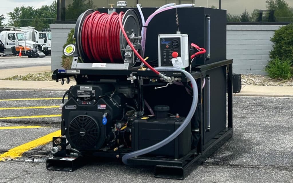 High-performance sewer jetter with hose reel for efficient, superior cleaning results.