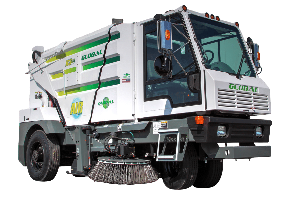 Global sweeper truck designed for efficient street cleaning and environmental sustainability.