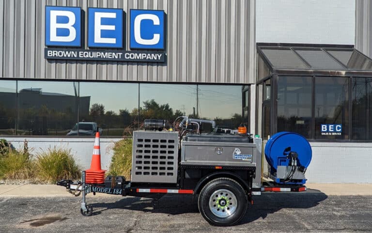 BEC equipment trailer showcasing high-quality tools for professional use outside the Brown Equipment Company.