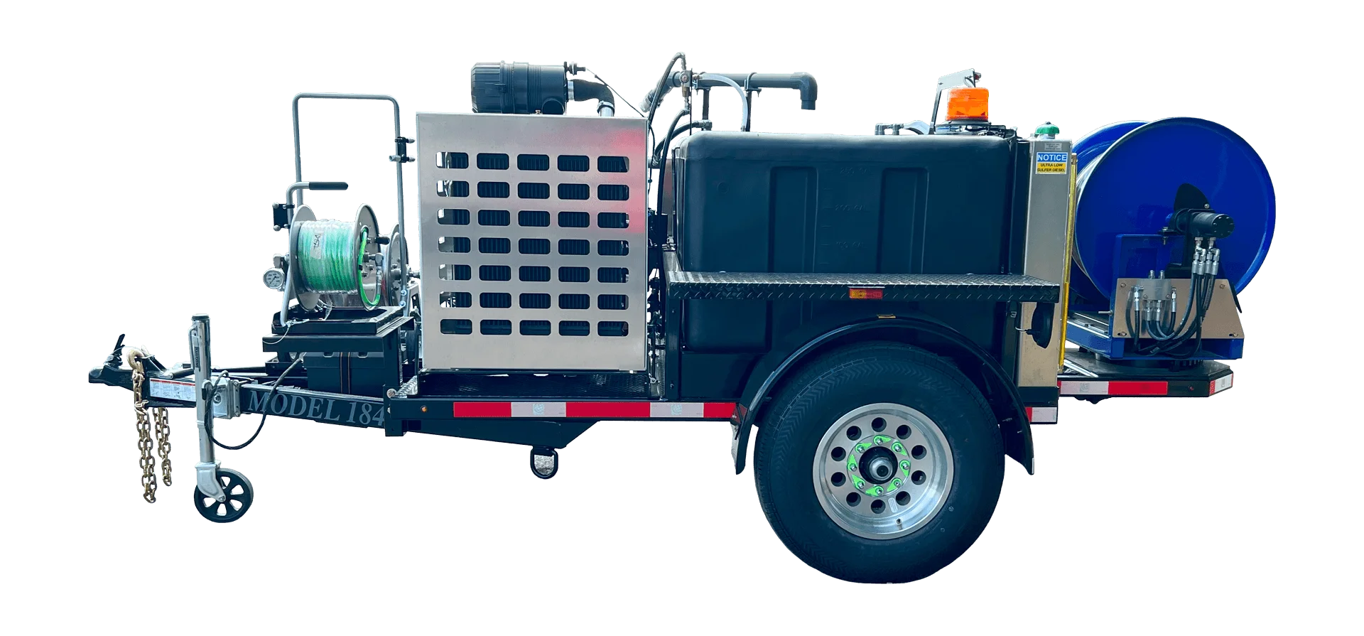Model 184 trailer equipped for efficient water transport and operational versatility.
