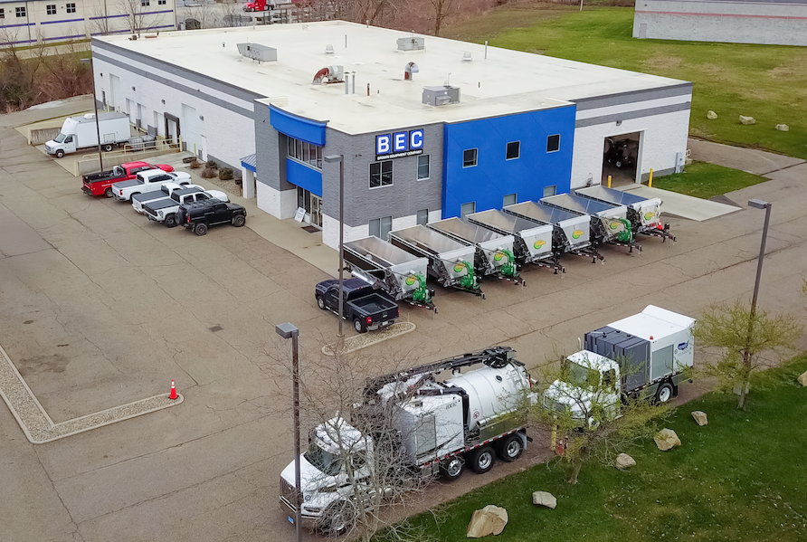 Canton Ohio Service Center building with trucks and equipment in the yard.