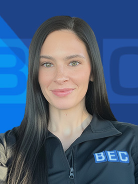 Jenna Lawrence, BEC Equipment Consultant, in professional attire with a confident smile.