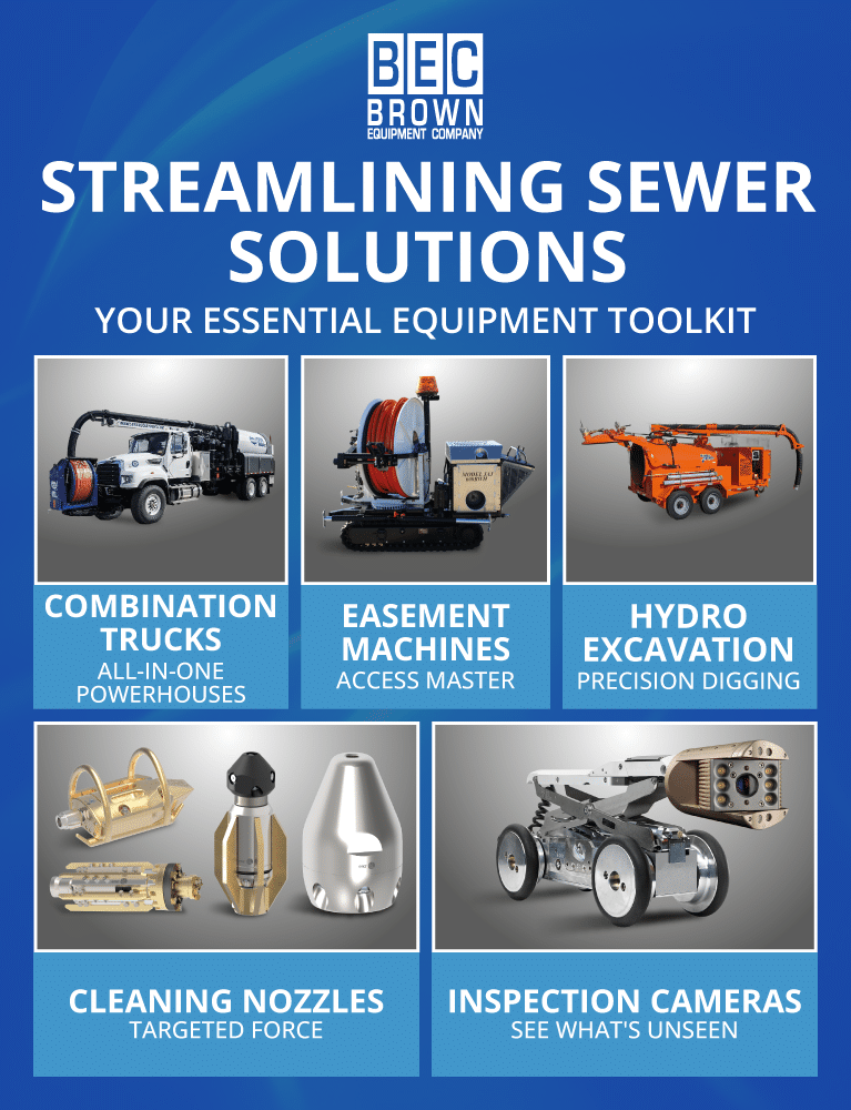 Combination trucks and equipment for efficient sewer management solutions.