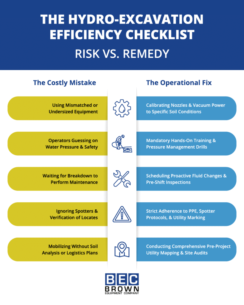 Hydro-excavation checklist: avoid mistakes and enhance efficiency with proven solutions.
