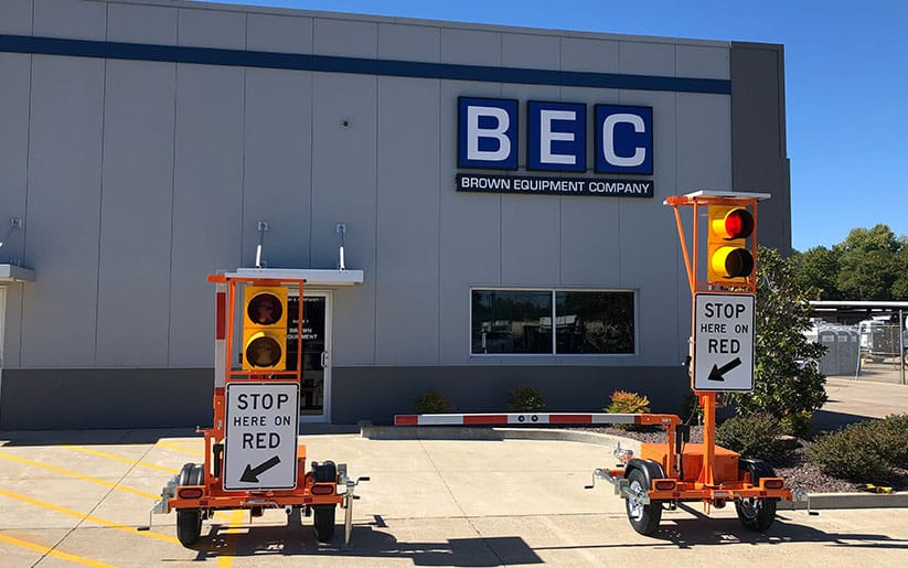 Traffic control solutions outside BEC Headquarters for enhanced construction site safety.