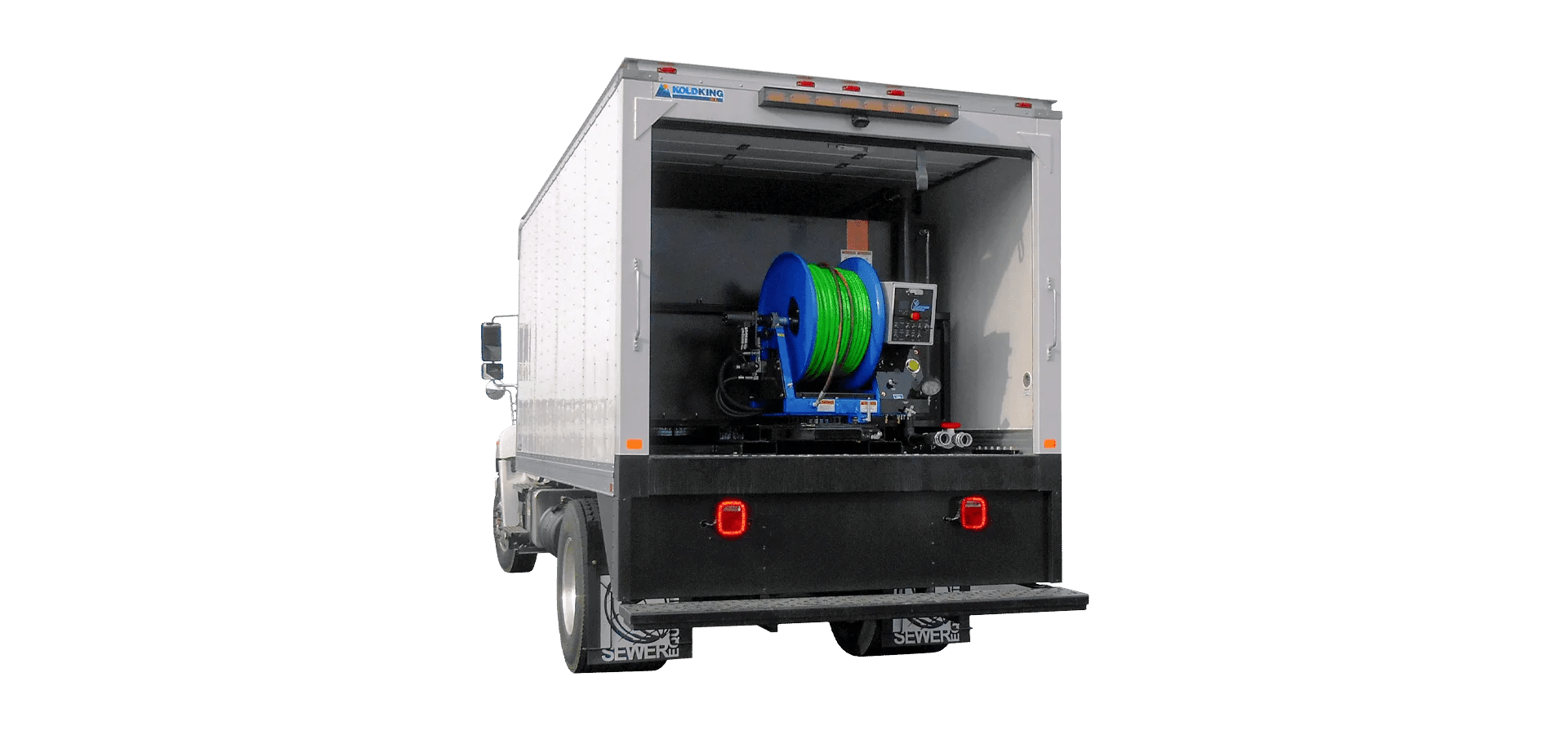 Mongoose Jetters Model 184-HD-ETK enclosed truck jetter with all-weather protection