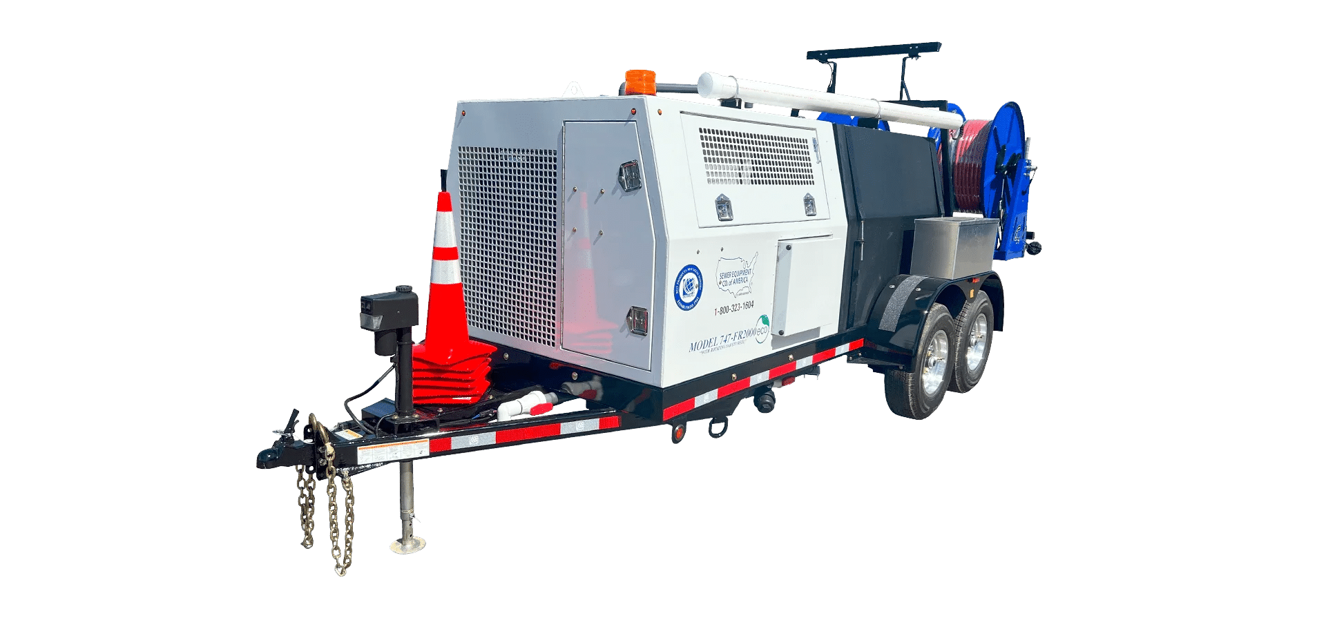 Sewer Equipment Model 747-FR2000 ECO fully enclosed trailer jetter