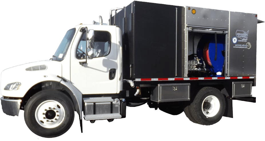 Sewer Equipment Model 800-H ECO Series IV truck jetter with fixed rear hose reel and hydrostatic drive