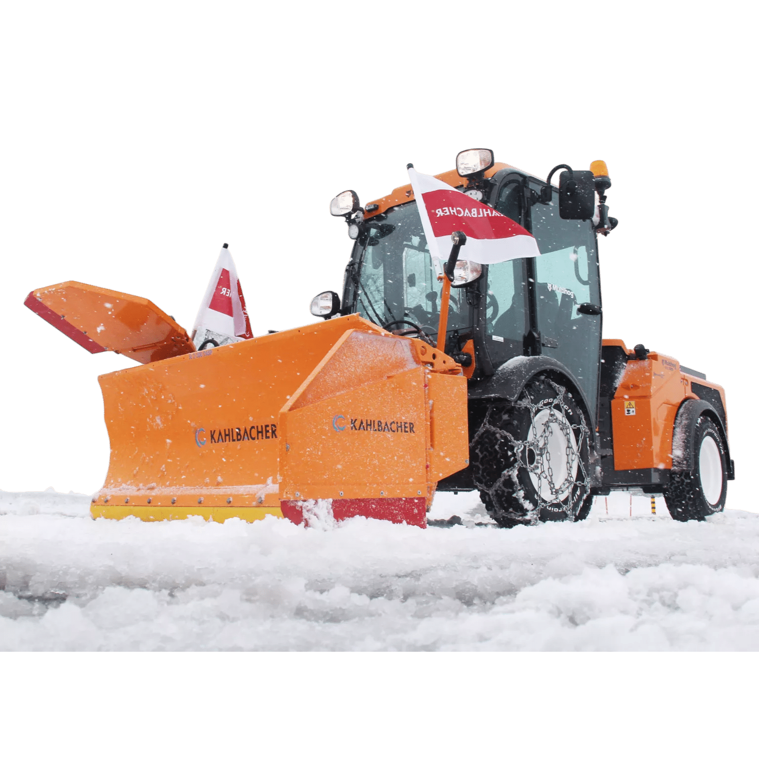 Multihog box snow plough attachment with 180-degree adjustable hydraulic steel wings