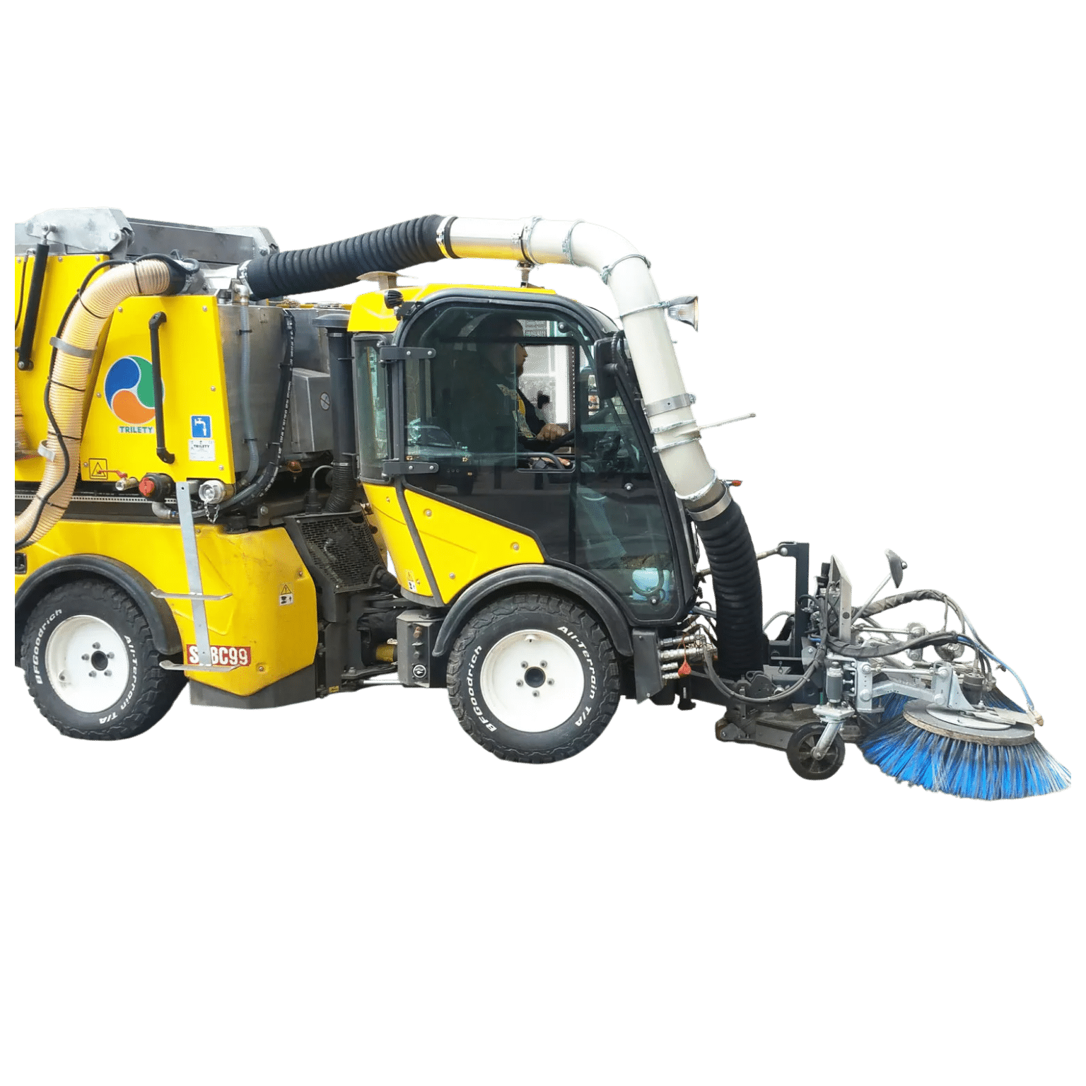 Multihog high volume sweeper with 71-inch brush width and 290-gallon collection hopper