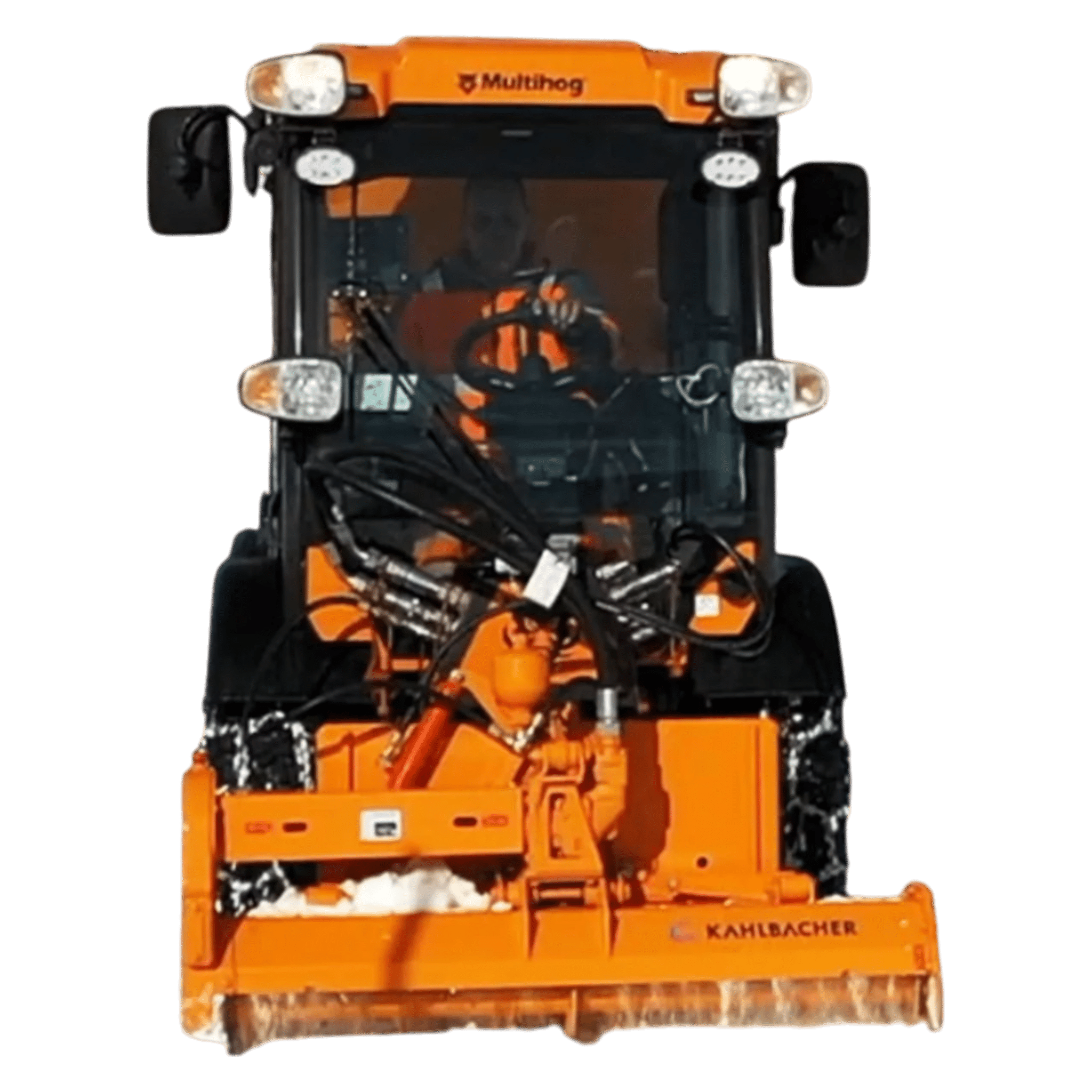 Multihog ice breaker attachment for breaking hard-packed snow and ice on roads and bike paths