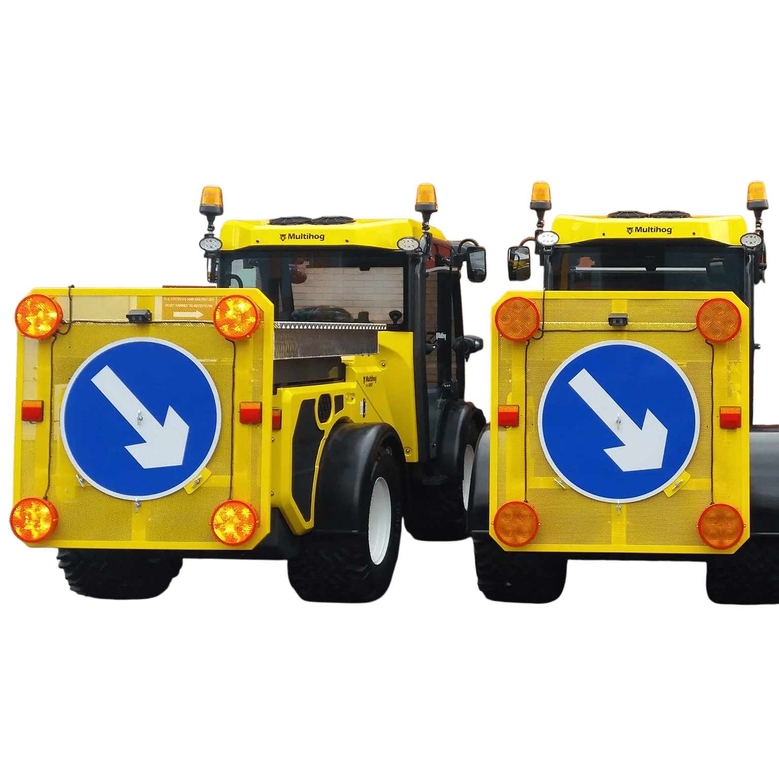 Multihog highway safety sign attachment with 4 flashing LED lights for roadside work zones