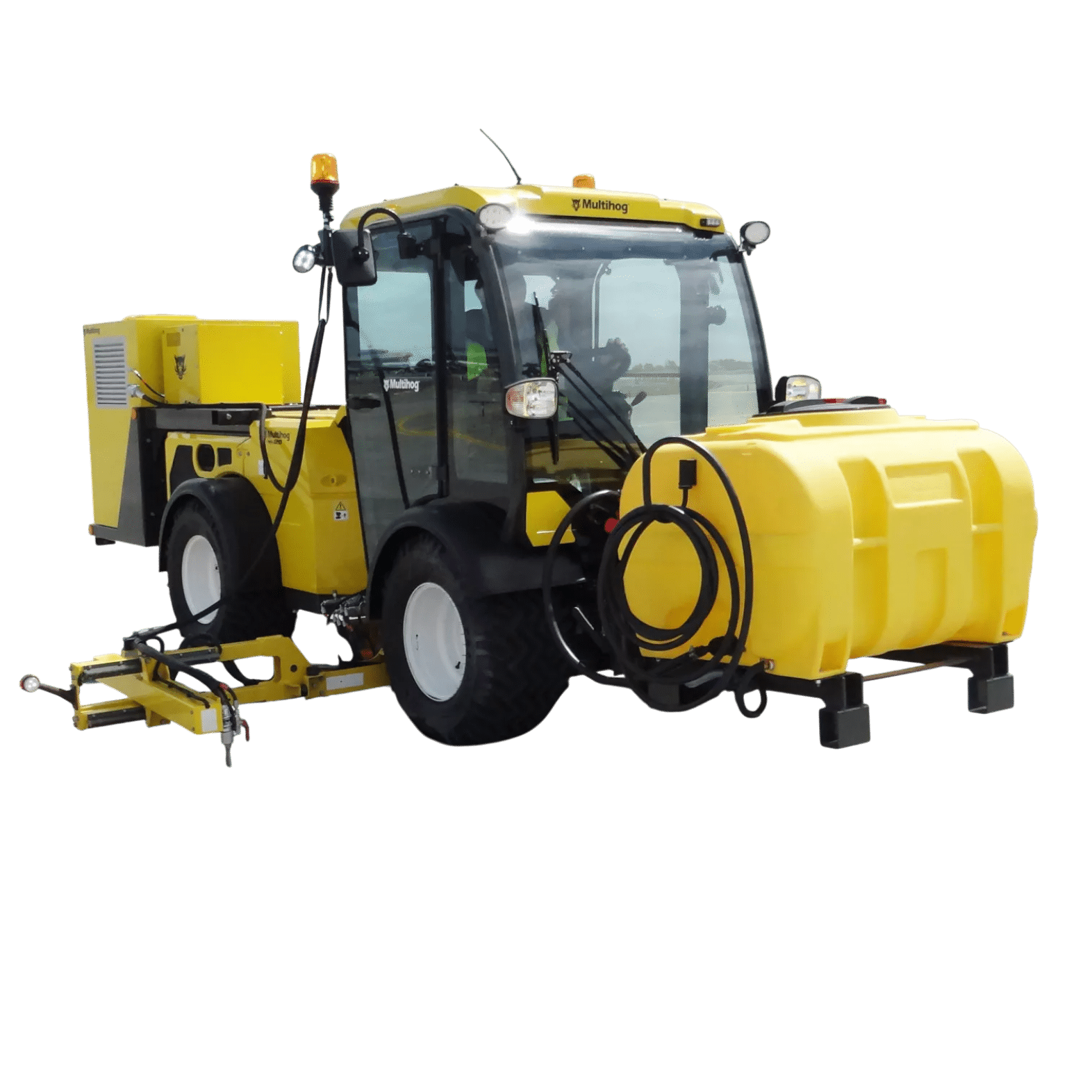 Multihog runway light cleaner using soda blast and water rinse for airport maintenance