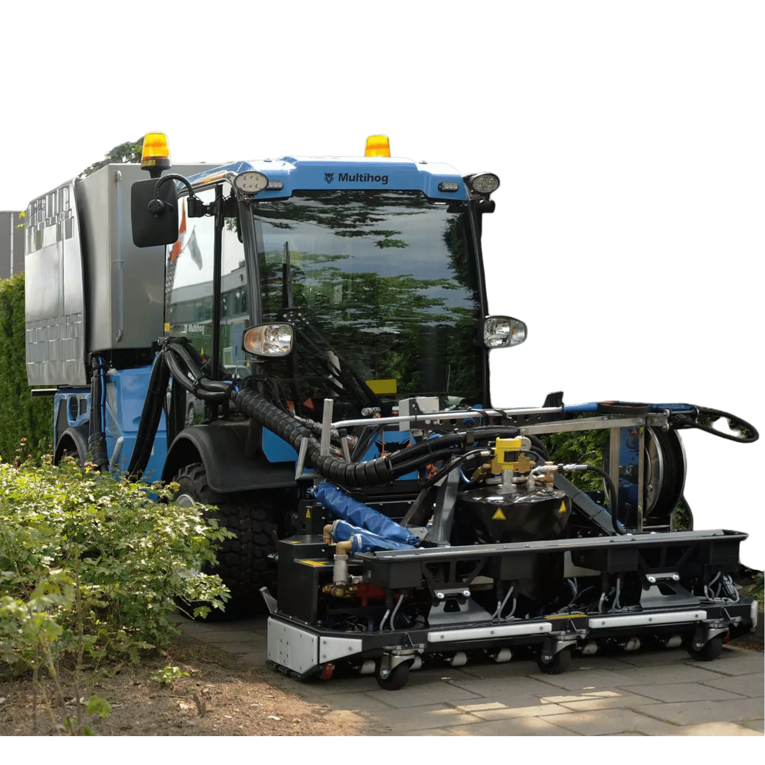 Multihog thermal weed control chemical-free hot water attachment for root-level weed elimination