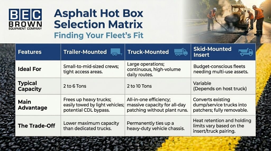 Asphalt hot box selection guide for optimizing fleet efficiency and project effectiveness.