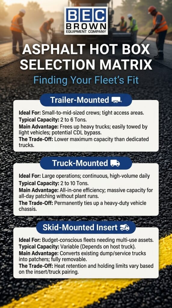 Guide to selecting the best asphalt hot box for your fleets needs.