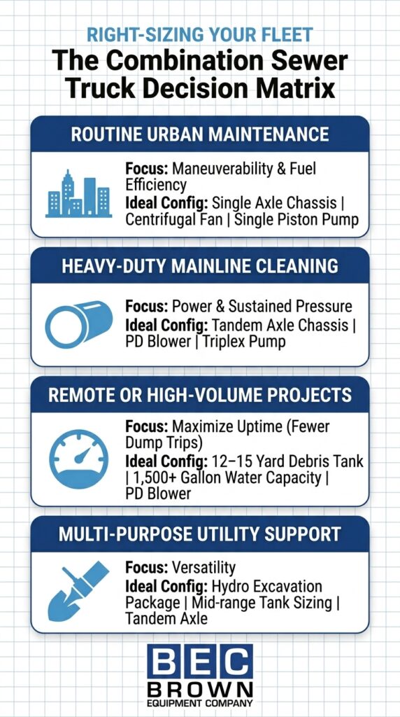 Sewer truck selection guide for urban maintenance and heavy-duty cleaning needs.