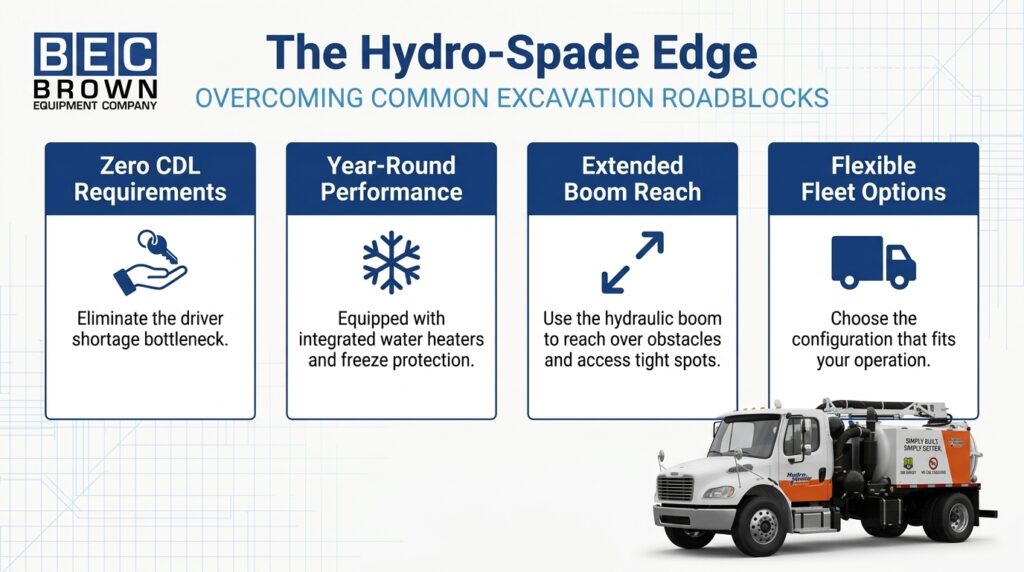 Hydro-Spade technology: versatile excavation solutions for efficient, year-round performance.
