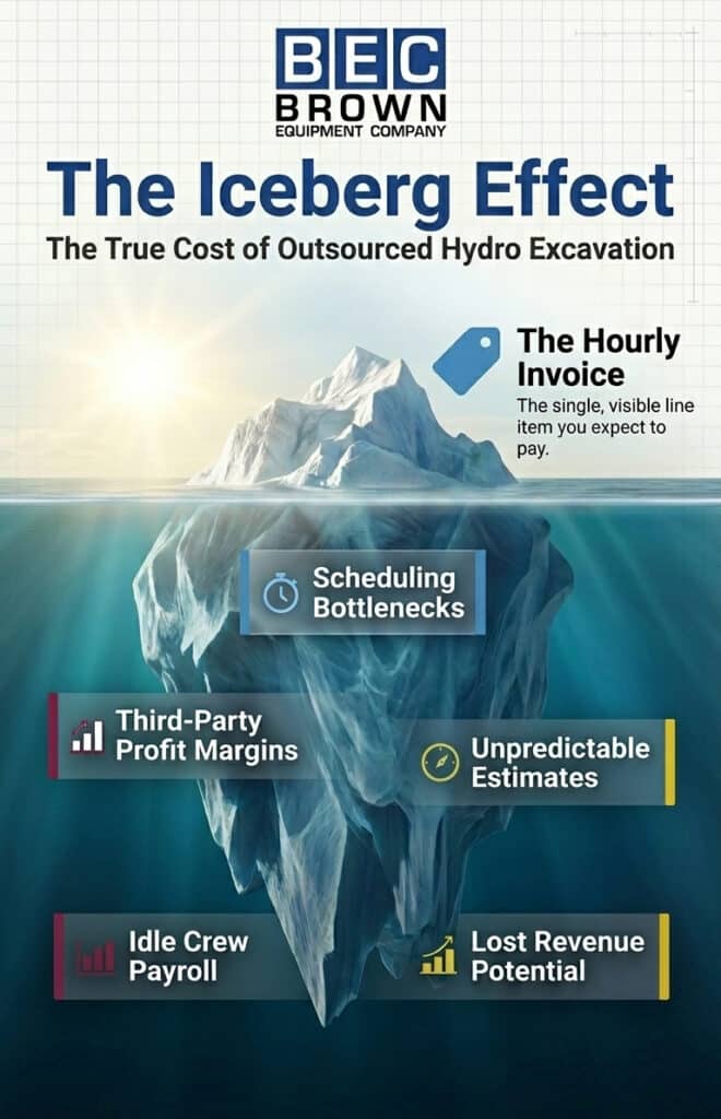 Hidden costs of hydro excavation services revealed through the Iceberg Effect analysis.