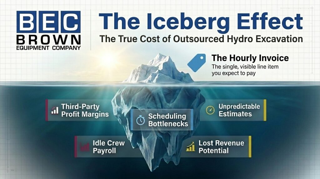 Uncover hidden expenses in outsourced hydro excavation services with the Iceberg Effect.